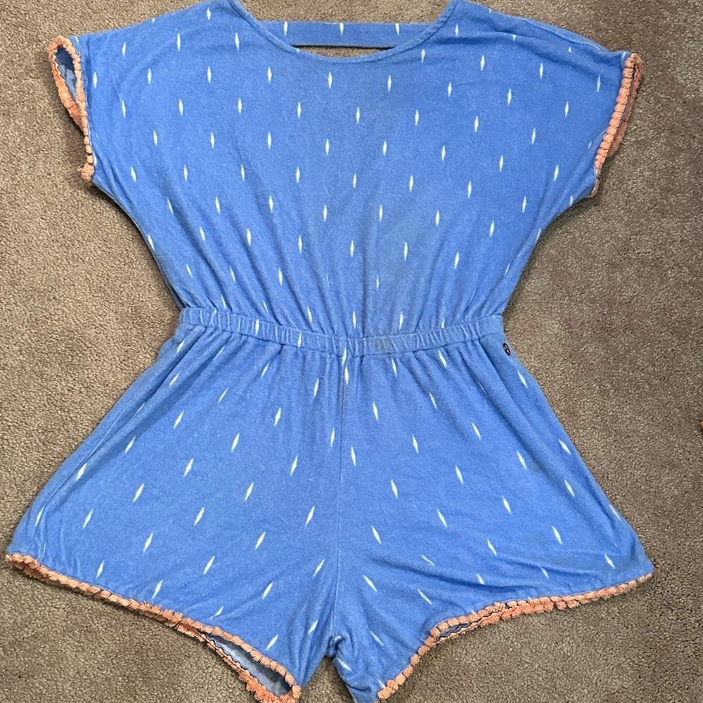 Matilda Jane Size 14 Swim cover up Romper with Pom-Pom Trim